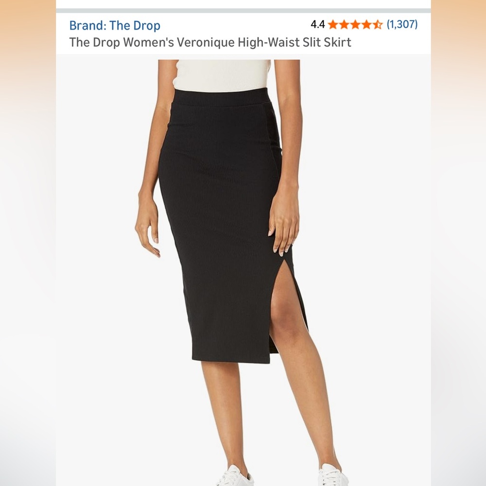 The Drop Veronique High-Waist Slit Skirt – Black (NWT)